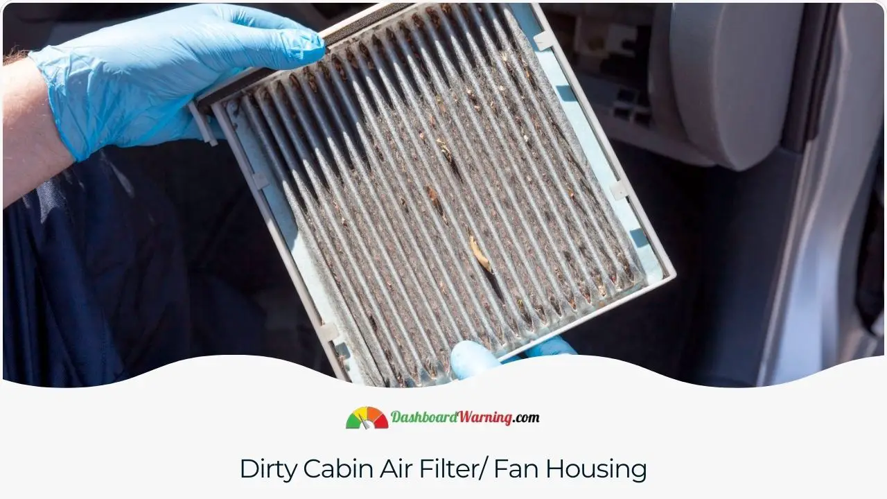 The effects of a dirty cabin air filter or fan housing on air conditioning efficiency.