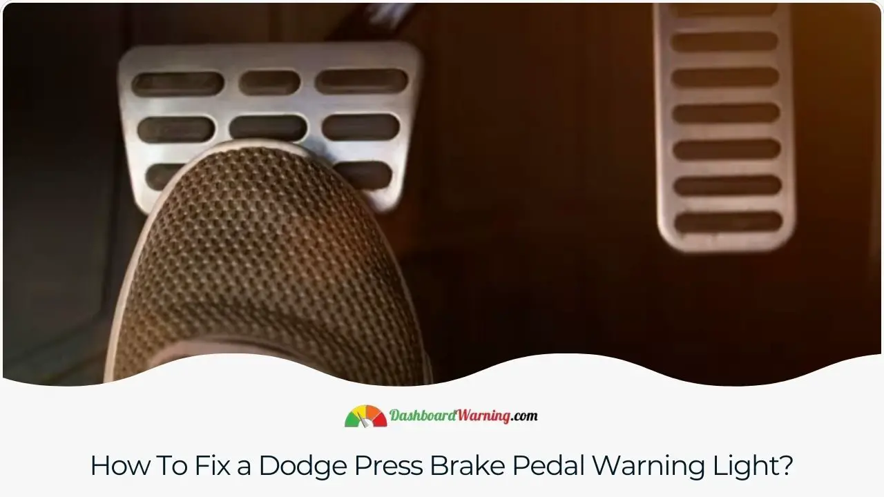 A guide on troubleshooting and rectifying the issue causing the 'Press Brake Pedal' warning light in Dodge cars.
