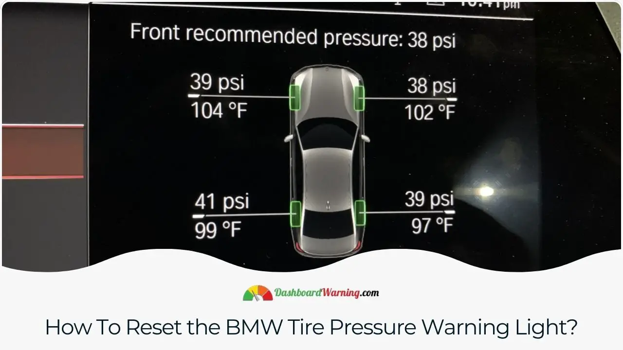 Steps to reset the tire pressure warning light in a BMW typically involve inflating the tires to the correct pressure and resetting the system via the dashboard or infotainment system.