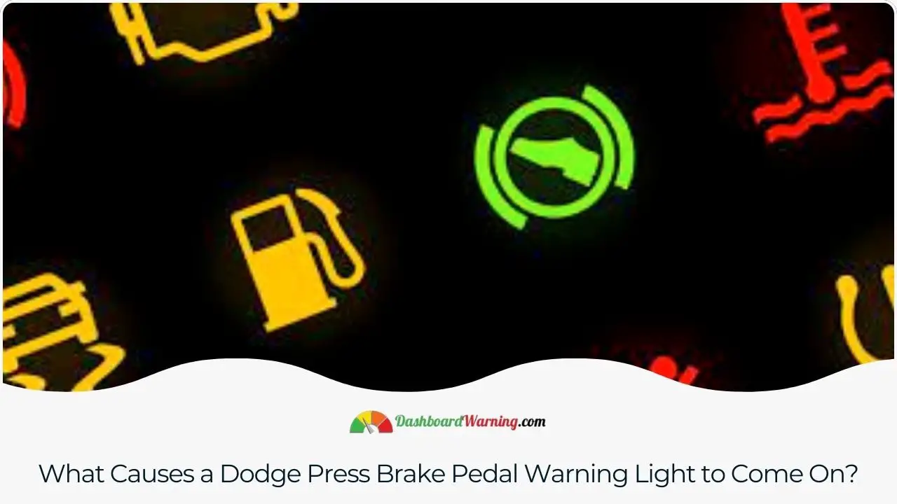 A description of common reasons why the 'Press Brake Pedal' warning light may illuminate in Dodge vehicles.