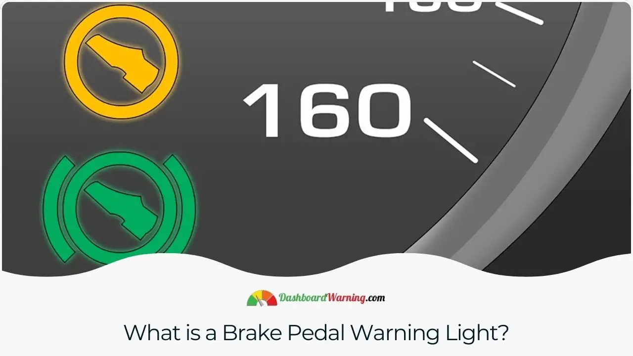 An explanation of the brake pedal warning light, signaling issues related to the braking system in a vehicle.
