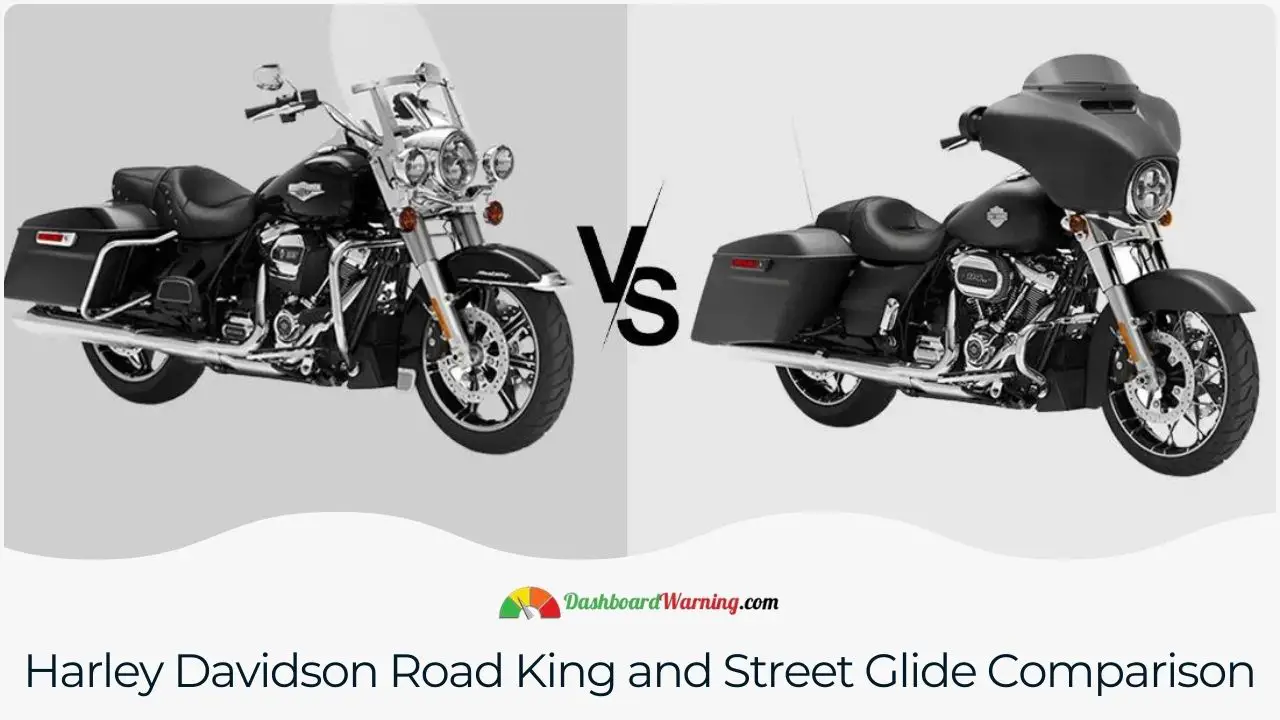 Comparison of features and performance between Harley Davidson Road King and Street Glide.