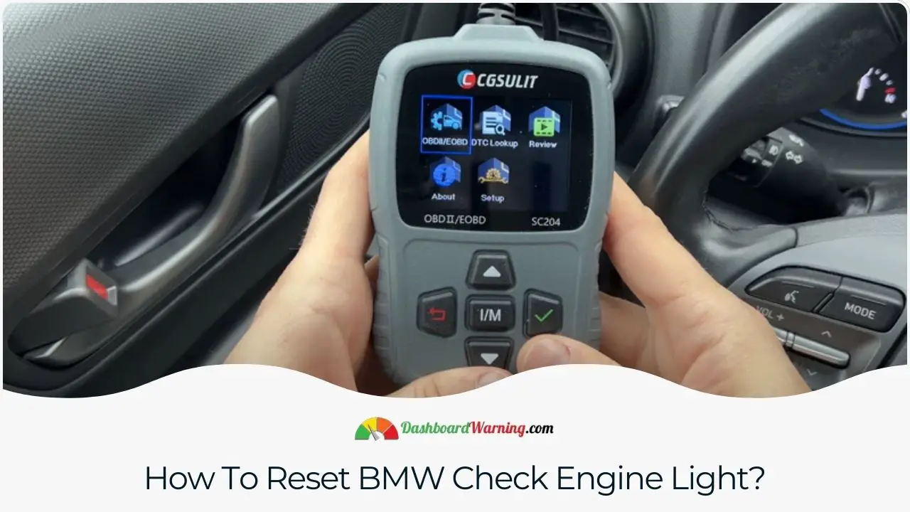 Step-by-step instructions for resetting the check engine light in a BMW vehicle.