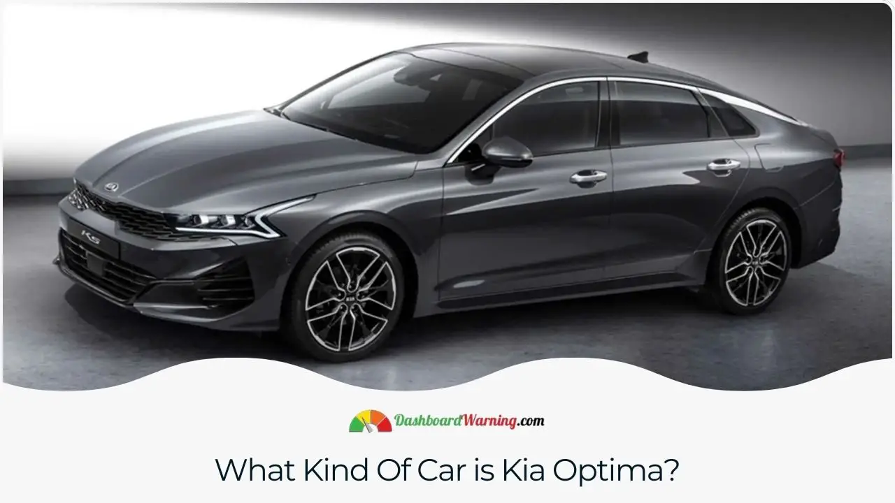 The Kia Optima is a mid-size sedan known for its style, comfort, and efficiency blend.