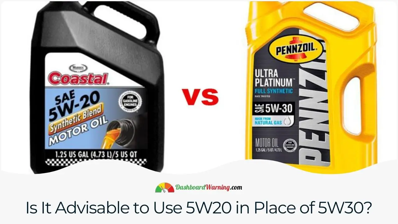 Exploring the suitability of using 5W20 oil as a substitute for 5W30 in vehicle engines.
