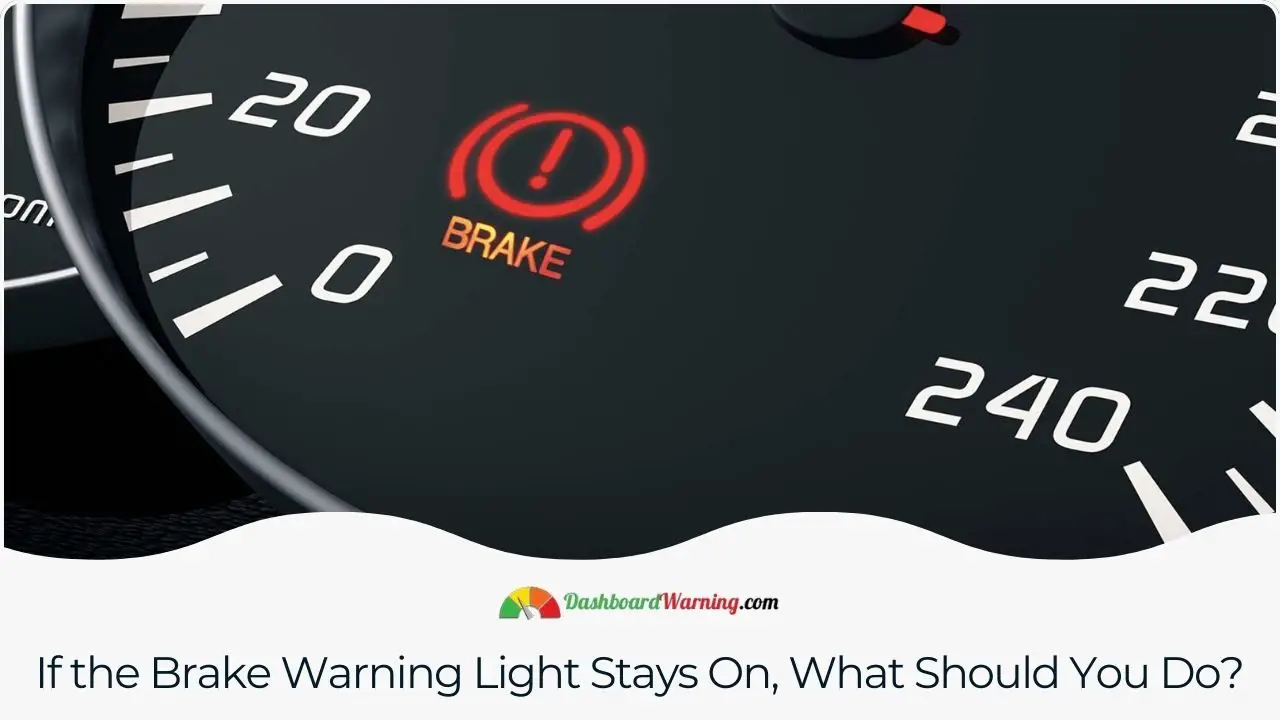 Recommended actions to take if the Buick's brake warning light remains illuminated, such as checking brake fluid levels or seeking professional service.