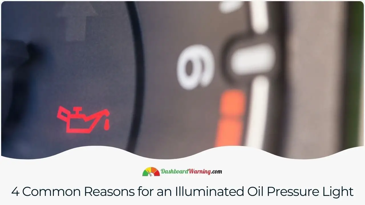 A summary of the four most frequent issues leading to the illumination of a vehicle's oil pressure warning light.
