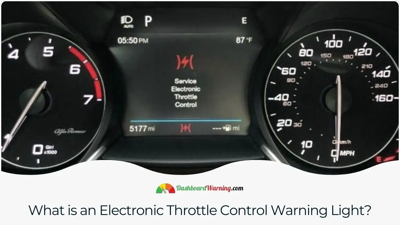 A dashboard indicator that signals a malfunction in the vehicle's electronic throttle control system.