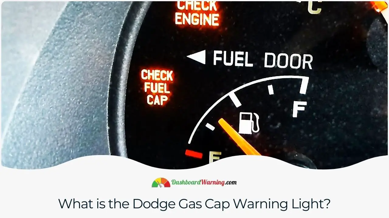 An explanation of the gas cap warning light in Dodge vehicles, indicating issues related to the fuel system's seal.