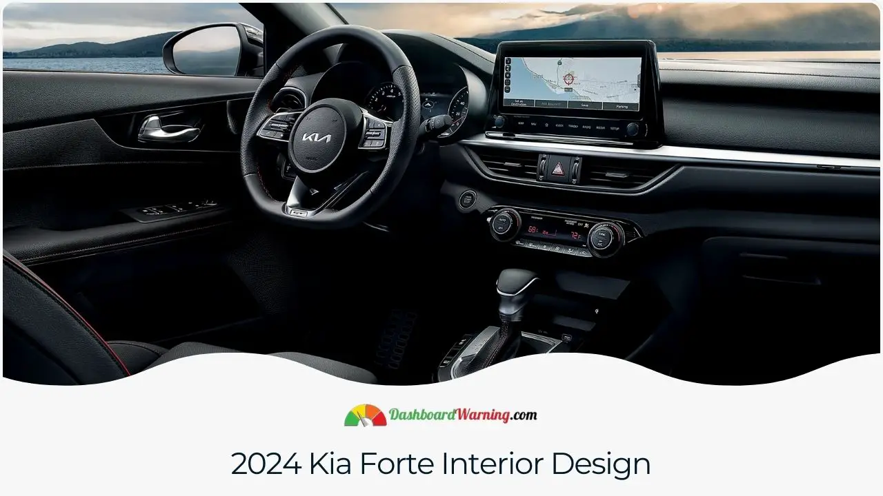 The contemporary and comfortable interior of the 2024 Kia Forte features advanced technology and materials.