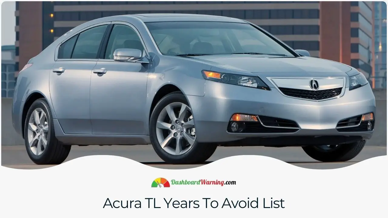 A summary of Acura TL model years known for significant issues.