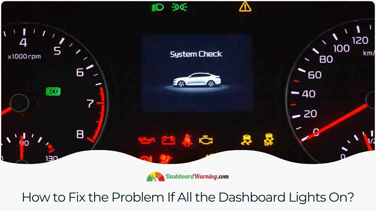 A guide on troubleshooting and resolving the issue when all dashboard lights are lit.