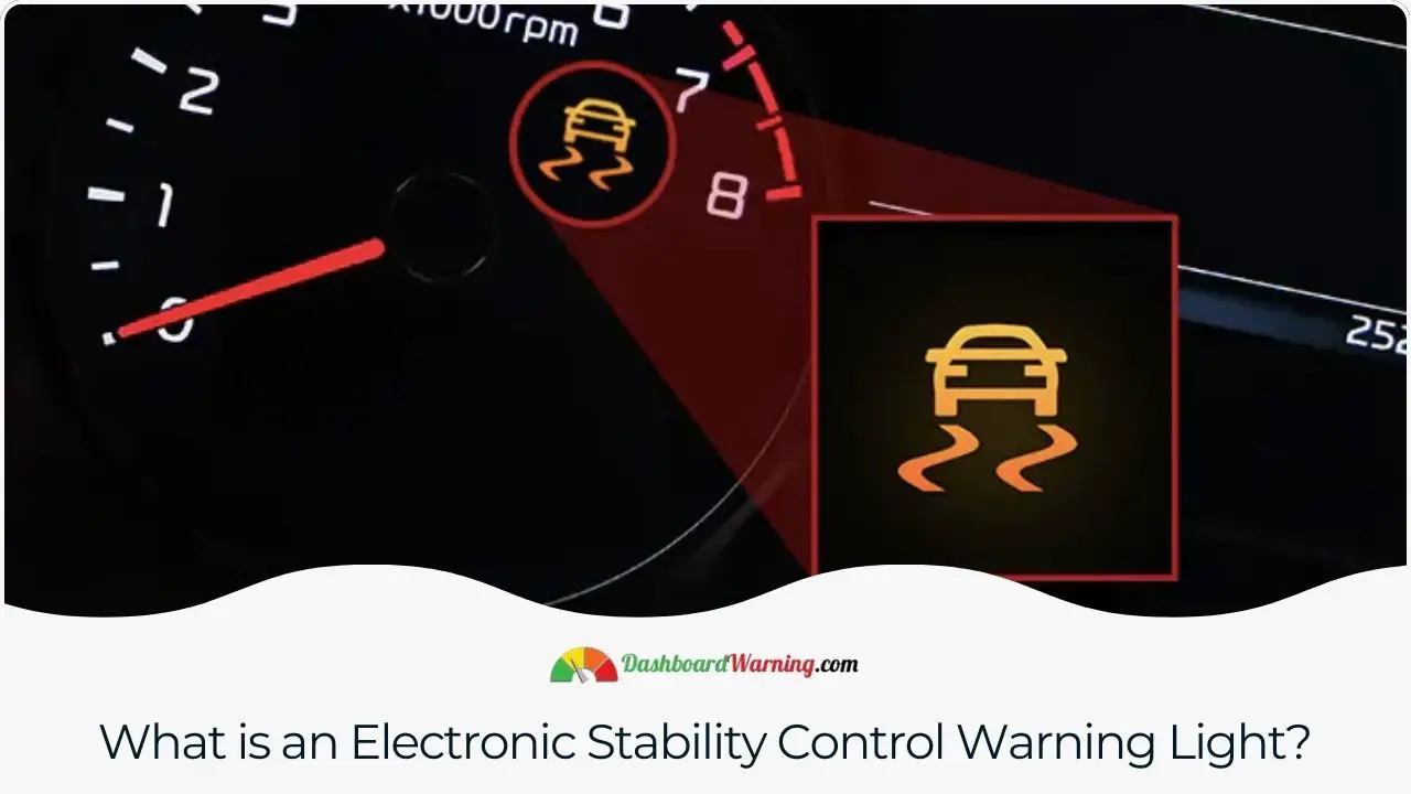A dashboard indicator that alerts the driver to a potential issue with the vehicle's Electronic Stability Control system.