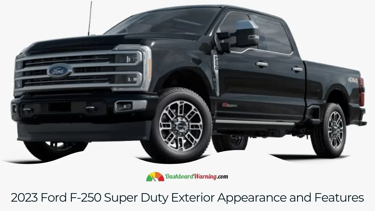 The rugged and robust exterior design of the 2023 Ford F-250 Super Duty showcases its durability and advanced features.
