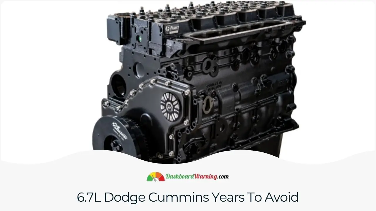 A list identifying specific years of the 6.7L Dodge Cummins to avoid due to known issues.