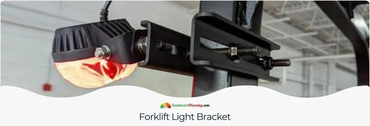 Details about the mounting brackets used for securing lights on forklifts.
