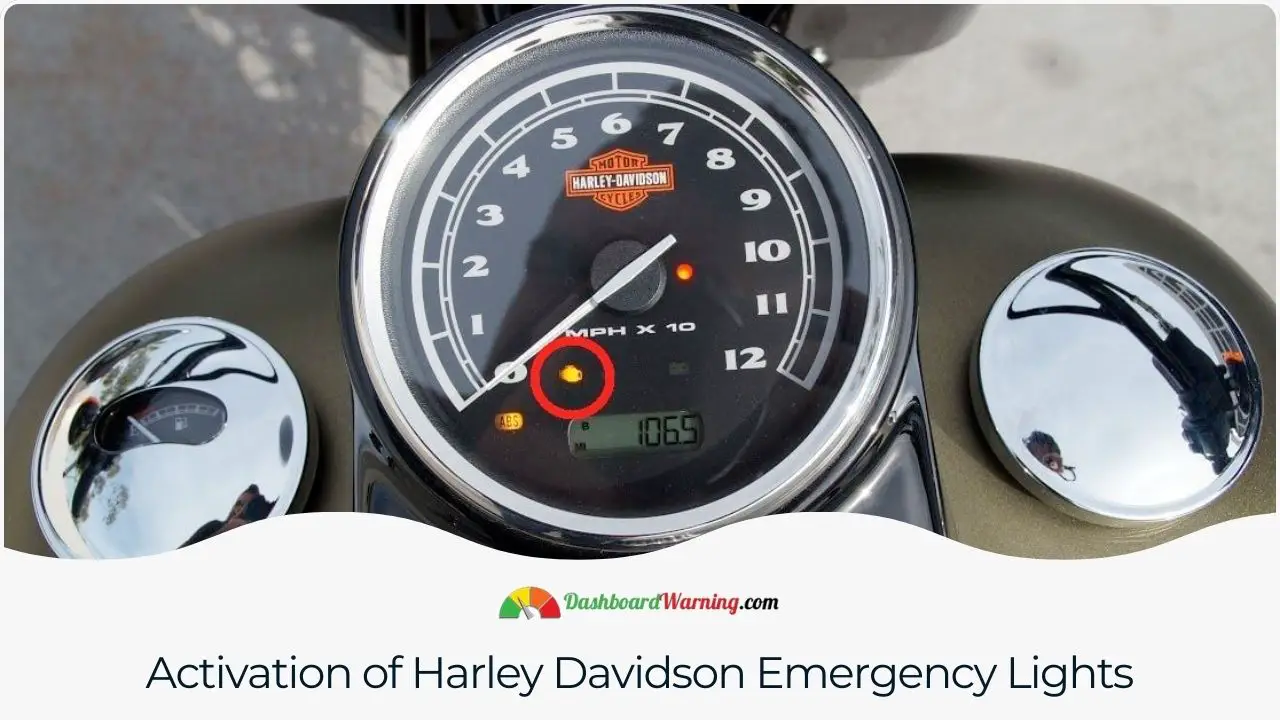 An explanation of activating the emergency lights on a Harley Davidson motorcycle.