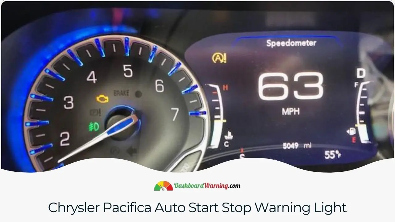 An indicator light in the Chrysler Pacifica that alerts to issues with the auto start-stop system.