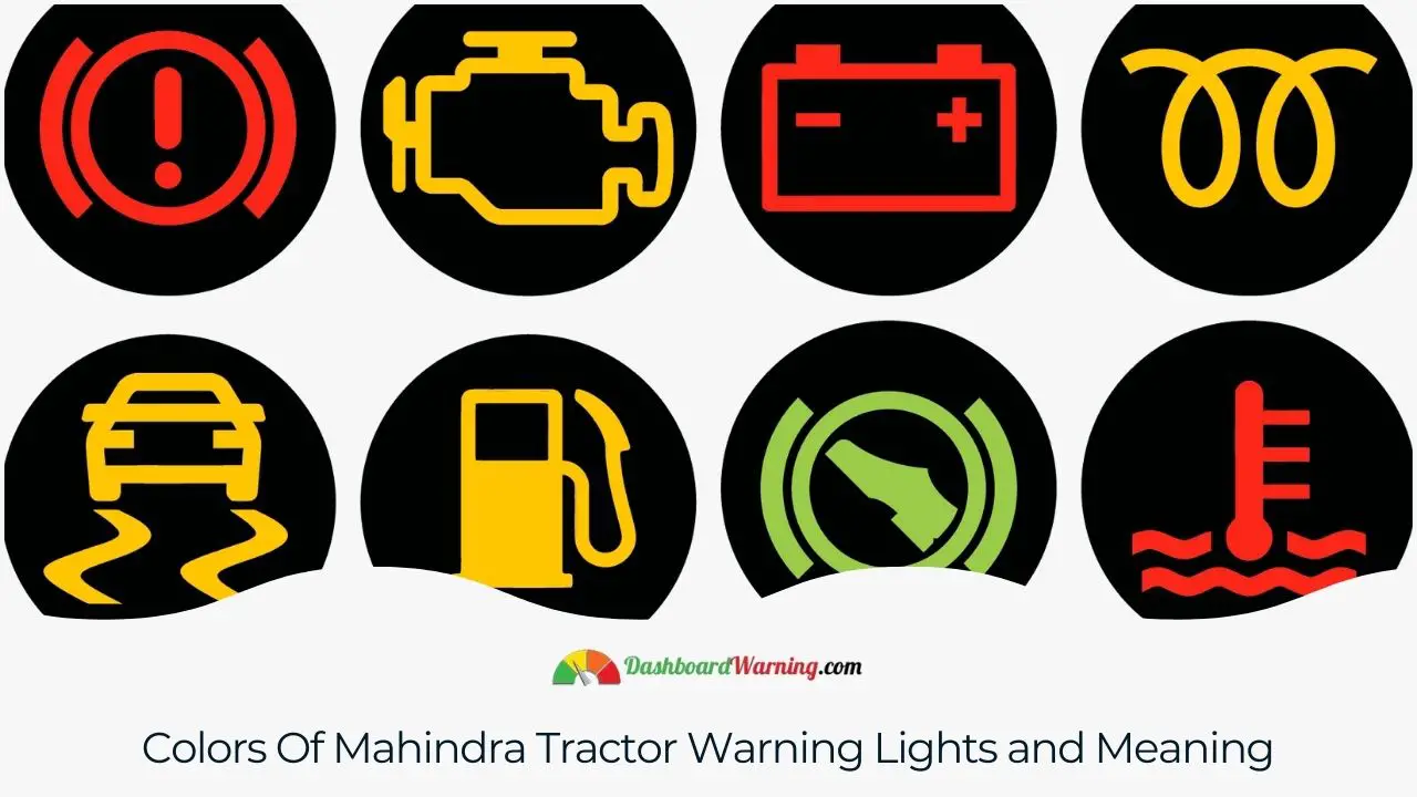 An explanation of the different colors of warning lights on Mahindra tractors and their meanings.