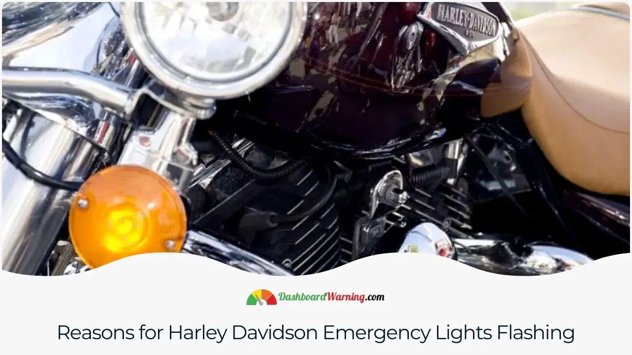 Discuss scenarios where the emergency lights might flash on a Harley Davidson.