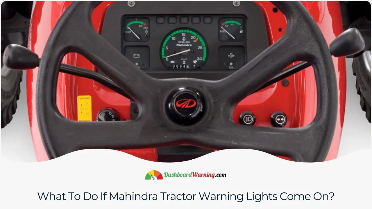 Advice on appropriate actions to take when warning lights are activated on a Mahindra tractor.