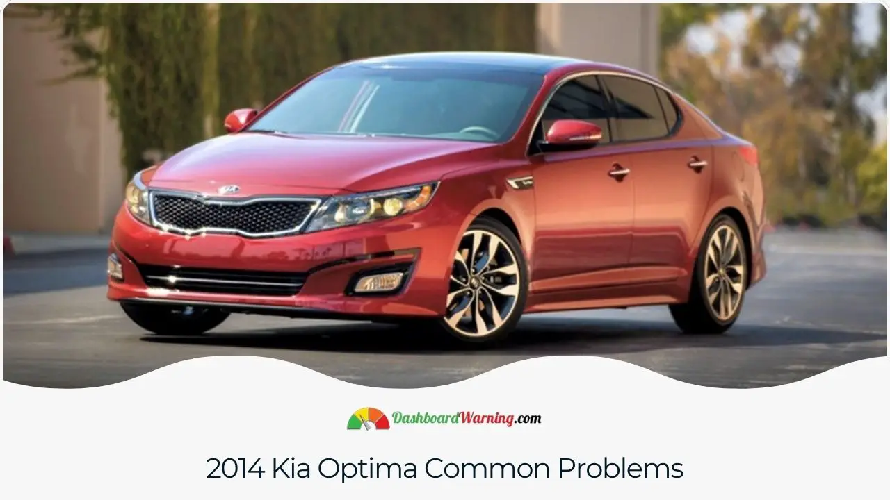 Details of typical issues reported in the 2014 Kia Optima, including engine and transmission.