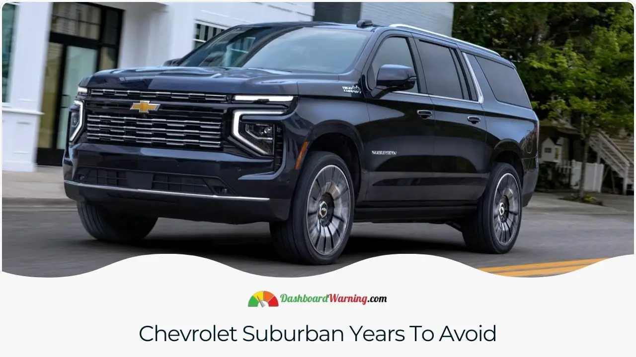 Identification of Chevrolet Suburban model years that are less reliable or have more reported issues.