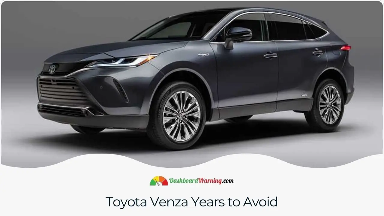 Identification of model years of the Toyota Venza that are known for more issues or have been less reliable.