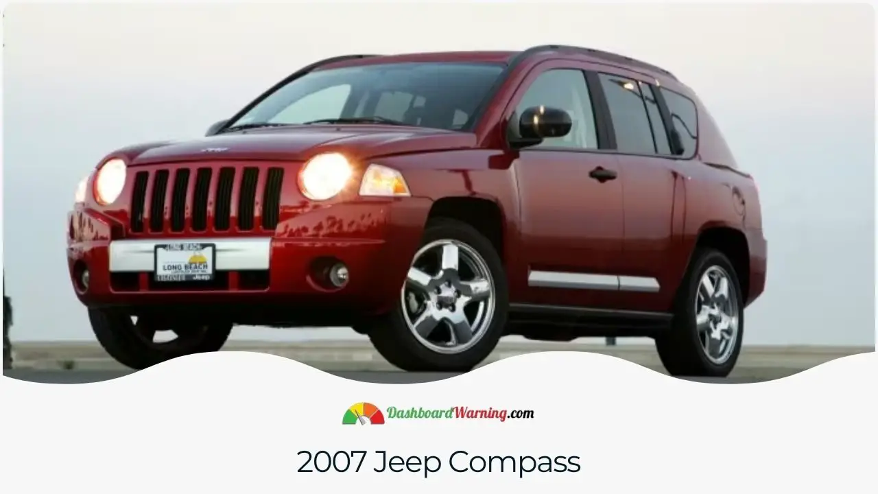 An image depicting common issues of the 2007 Jeep Compass, such as electrical problems and transmission failures.