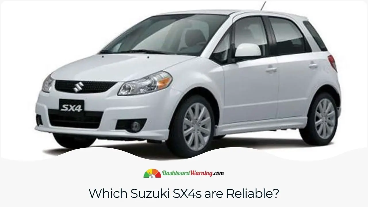 A chart highlighting the model years of the Suzuki SX4 with a good reliability record.