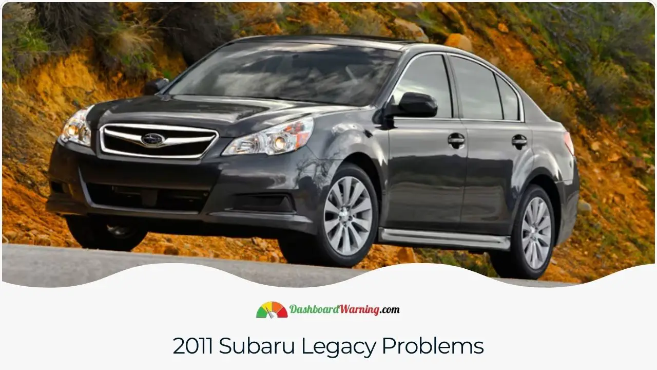 A chart showing frequent faults and malfunctions in the 2011 Subaru Legacy.