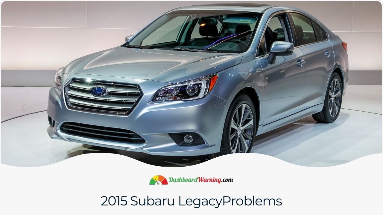 An infographic depicting common defects and complaints regarding the 2015 Subaru Legacy.