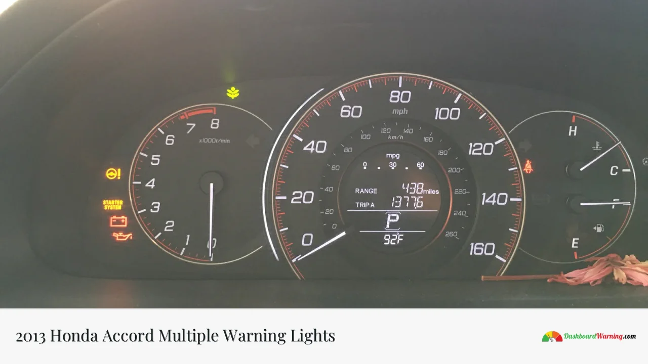 2013 Honda Accord Multiple Warning Lights