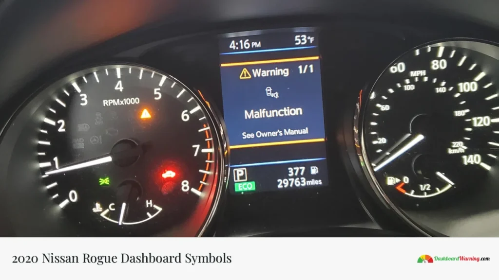 2020 Nissan Rogue Dashboard Symbols