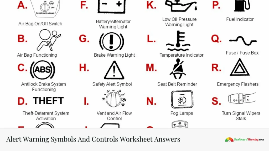 Alert Warning Symbols And Controls Worksheet Answers