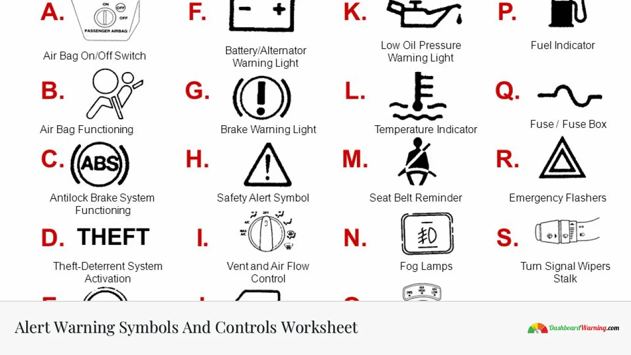 Alert Warning Symbols And Controls Worksheet