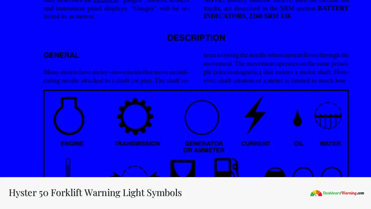 Hyster 50 Forklift Warning Light Symbols