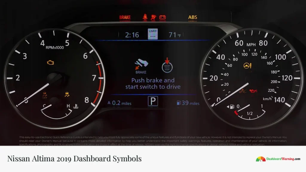 Nissan Altima 2019 Dashboard Symbols