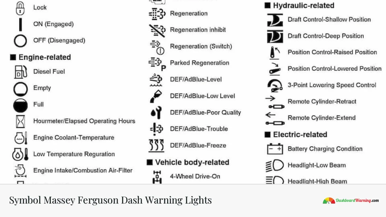 Symbol Massey Ferguson Dash Warning Lights